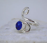 Old Willow Flow Blue Style Sterling Silver Adjustable Twist Ring