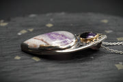 Vein Cornish Amethyst Pendant with 18ct Gold & Sterling Silver