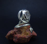 Herkimer Diamond & Zircon Sterling Silver Adjustable Ring
