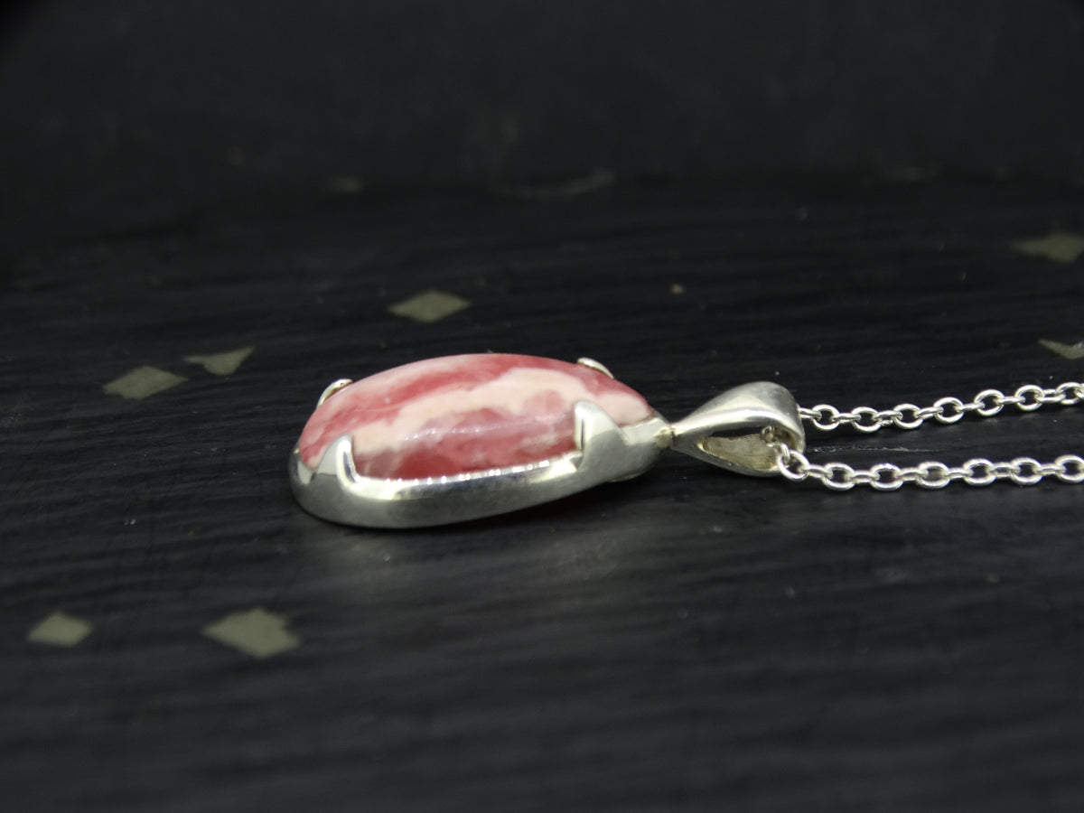 Petite Rhodochrosite Sterling Silver Pendant