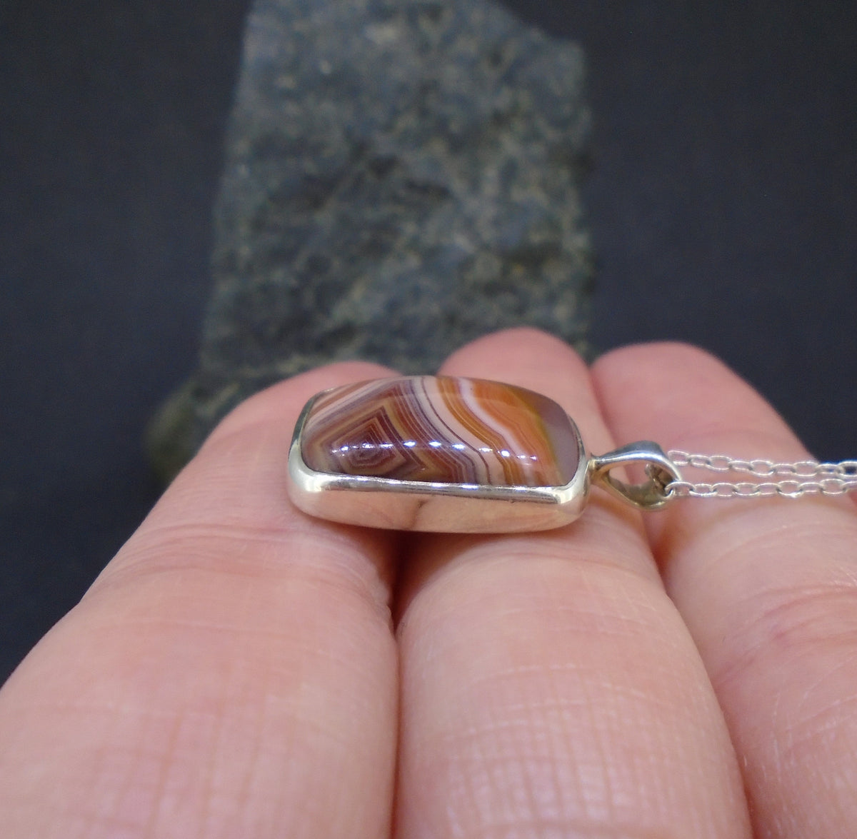 Botswana Agate Sterling Silver Pendant