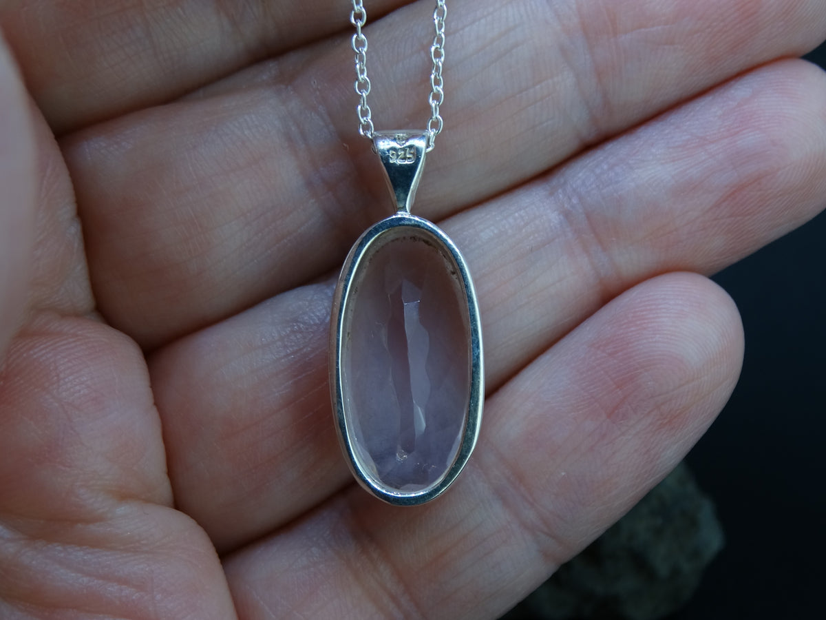 Rose Quartz with Garnet Sterling Silver Pendant