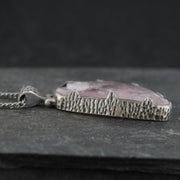 Rose Quartz Hammered Sterling Silver Pendant