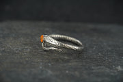 Carnelian Sterling Silver Serpent Ring