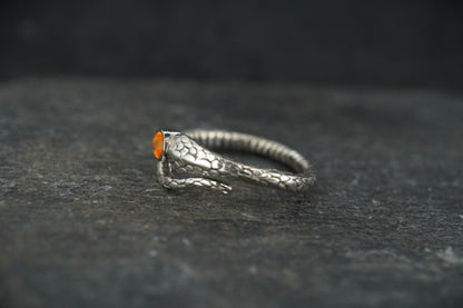 Indian Carnelian Sterling Silver Serpent Ring