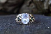 Herkimer 'Diamond', Moldavite & Diamond Ring with 18ct Gold & Sterling Silver