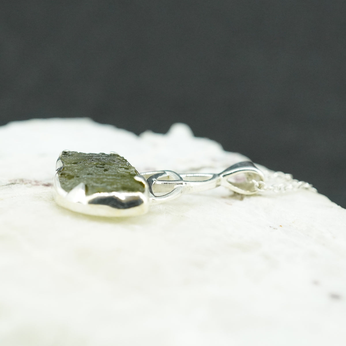 Moldavite Sterling Silver Celtic Pendant