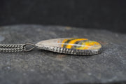 Bumblebee Jasper Hammered Sterling Silver Pendant