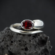 Garnet Sterling Silver Snake Ring
