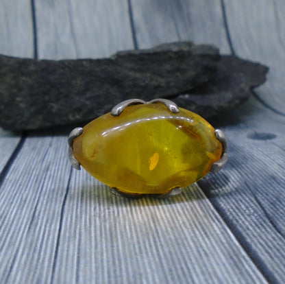 Baltic Amber Sterling Silver Statement Ring