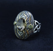 'Tatha' Perthshire Smoky Quartz & Misty Diamond, Scottish Gold & Silver Ring