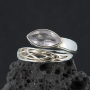 Rose Quartz Sterling Silver Celtic Wrap Ring