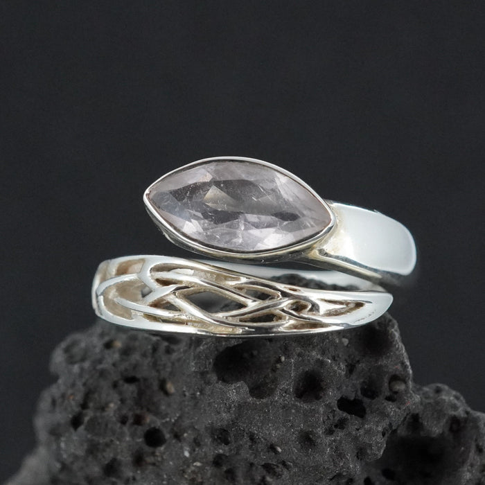 Rose Quartz Sterling Silver Celtic Wrap Ring
