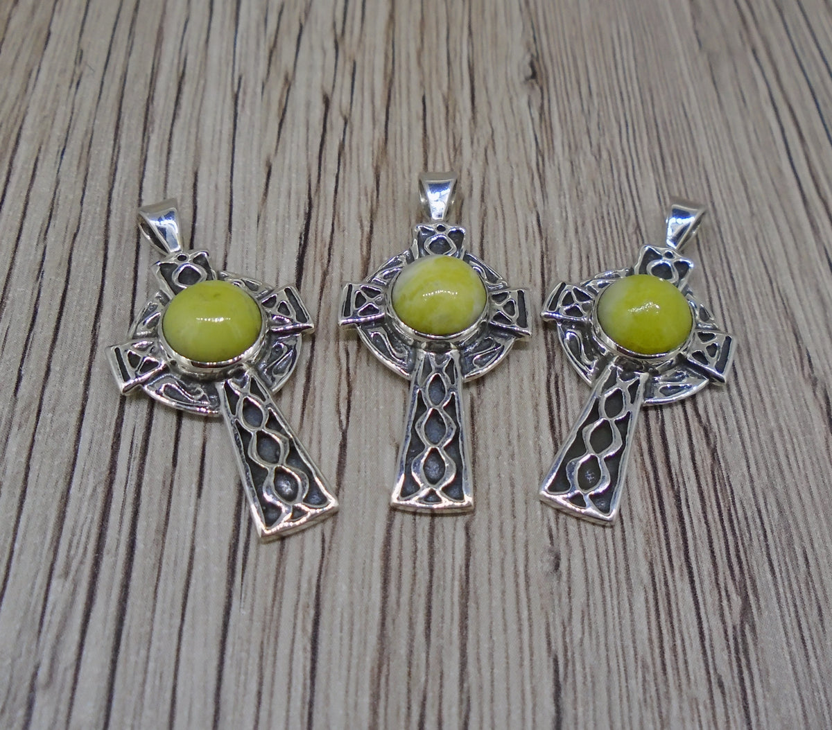 Highland Marble Celtic Cross Sterling Silver Pendant