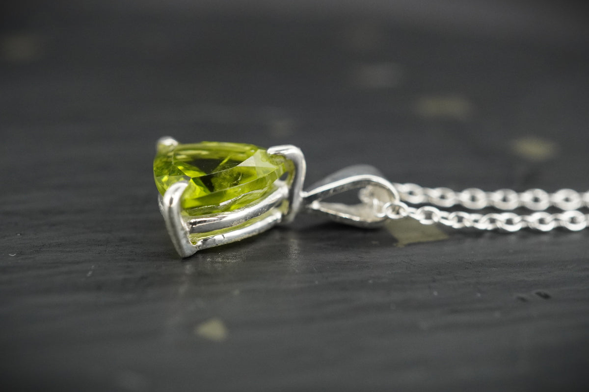 Peridot Trillion Sterling Silver Pendant