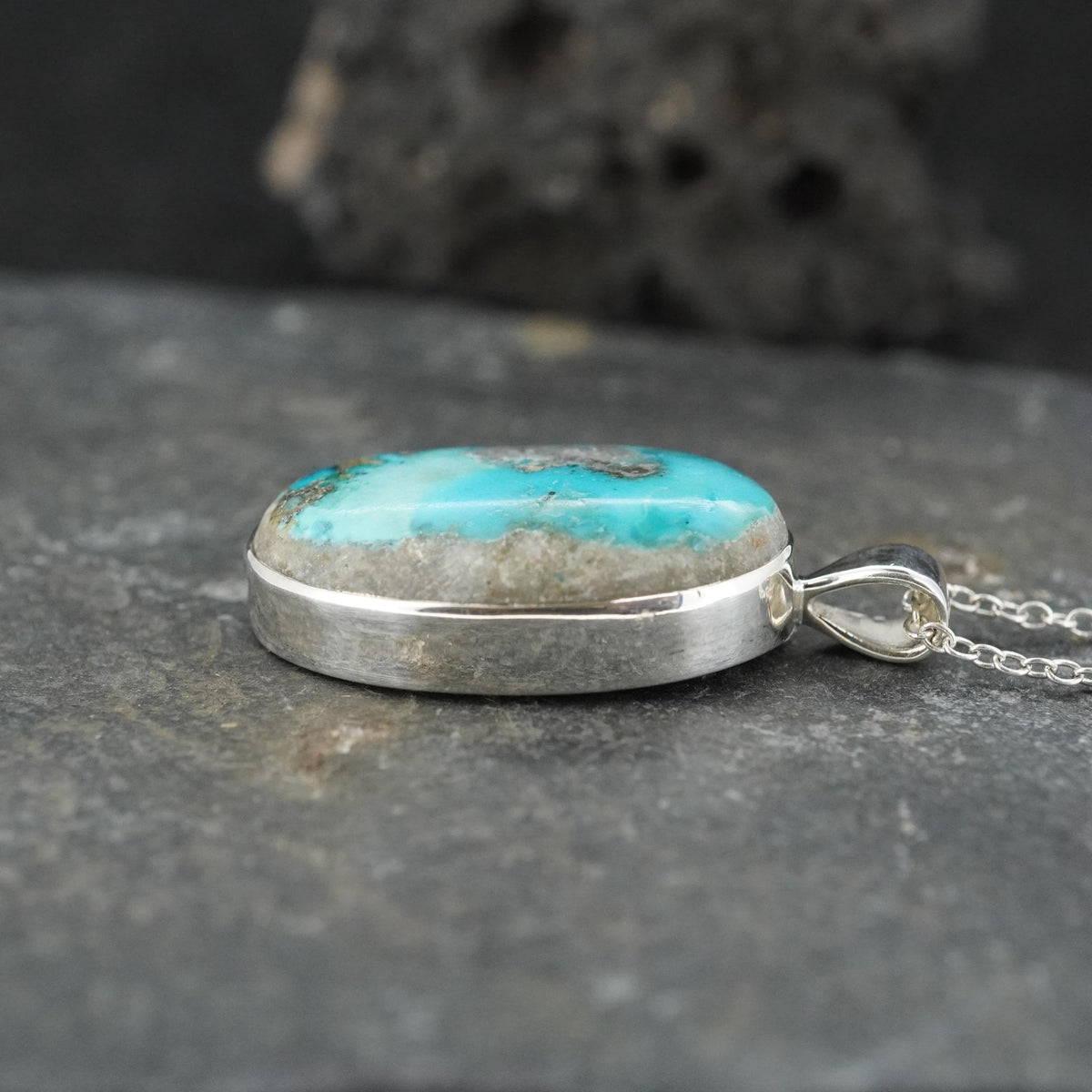 Rare Persian Turquoise Sterling Silver Pendant