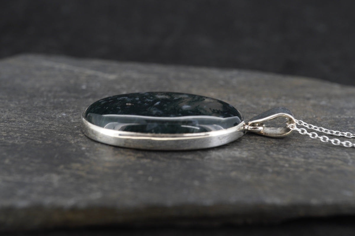 Scottish Moss Agate Sterling Silver Pendant