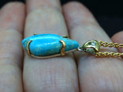 Delicate Rare Cornish Turquoise 18ct Gold and Diamond Pendant