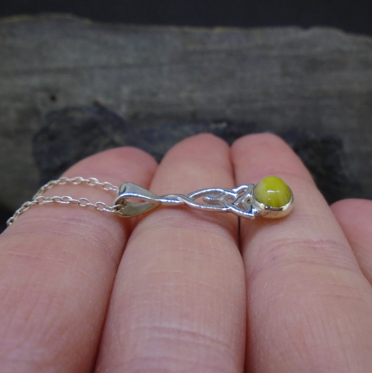 Delicate Highland Marble Celtic Sterling Silver Pendant