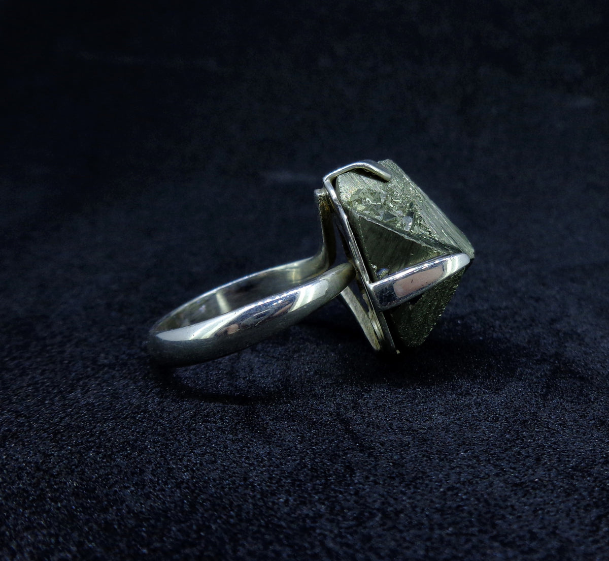 Glittering Iron Pyrite Sterling Silver Ring