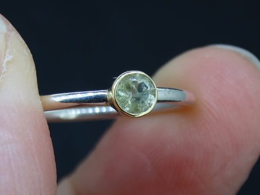 Delicate Scottish Beryl with Scottish Gold and Sterling Silver Ring