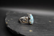 AAA 3ct Larimar Ring with 18ct Gold & Sterling Silver