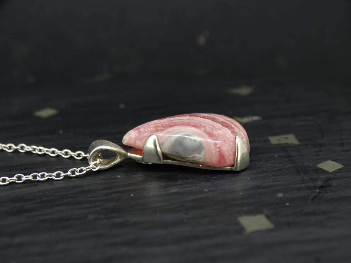 Rhodochrosite Sterling Silver Drop Pendant