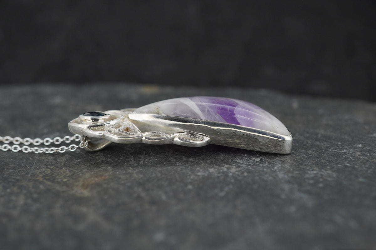 Blue John & Sapphire Sterling Silver Pendant