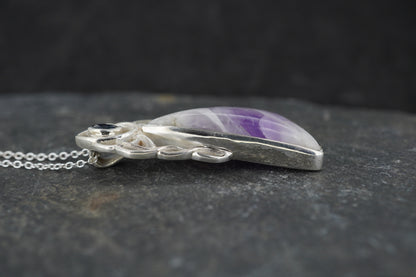 Blue John & Sapphire Sterling Silver Pendant
