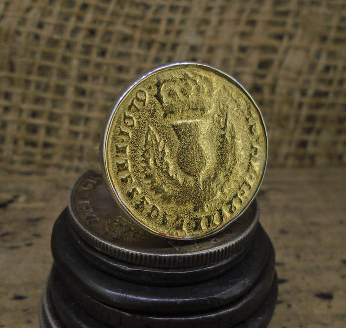 Bawbee Coin 24ct Gold Plated Sterling Silver Ring