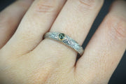 Scottish Sapphire with Sterling Silver Hand Carved Celtic Ring