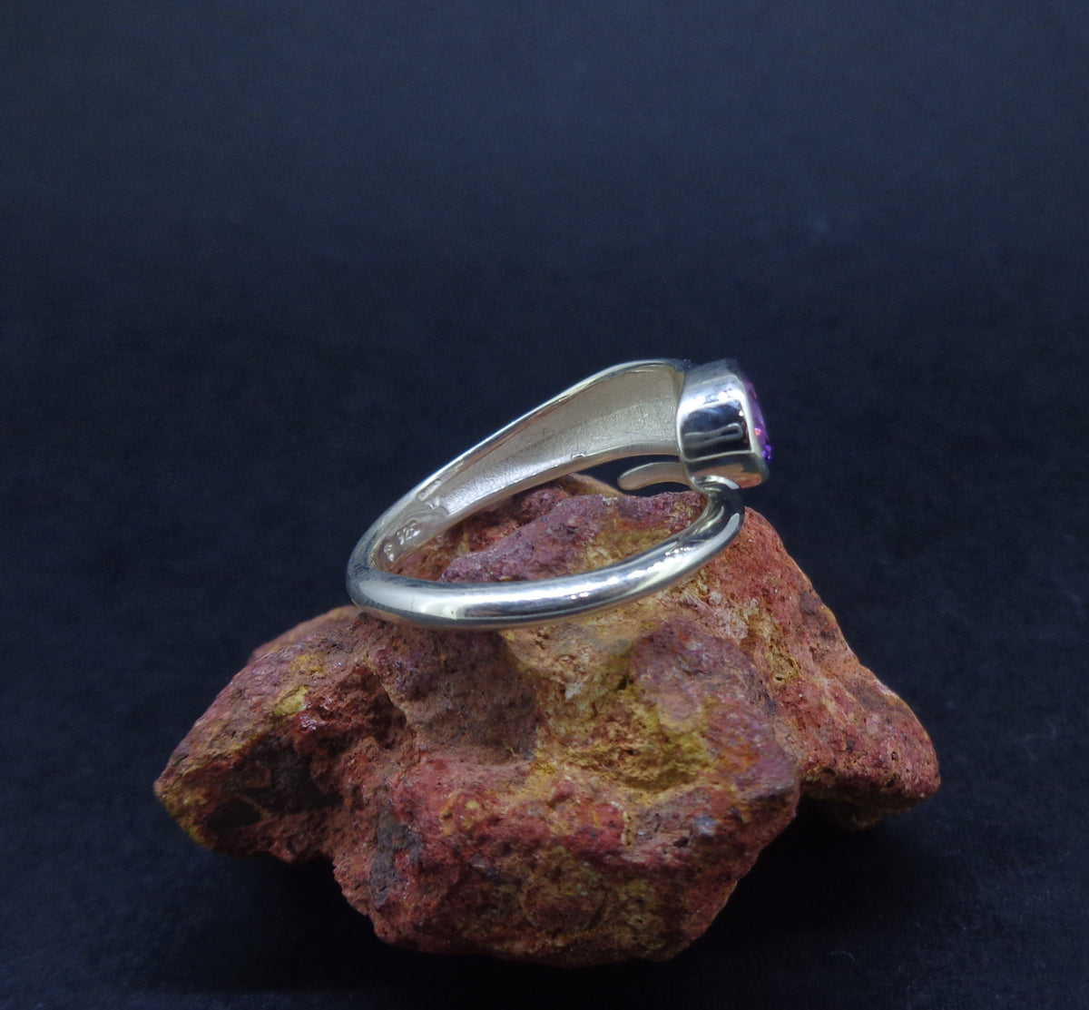 Amethyst Sterling Silver Snake Ring