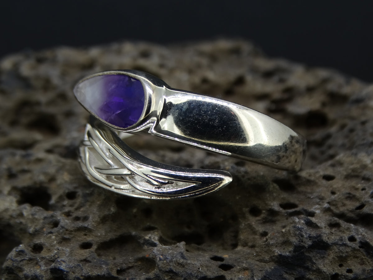 Amethyst with Quartz Sterling Silver Wrap Ring