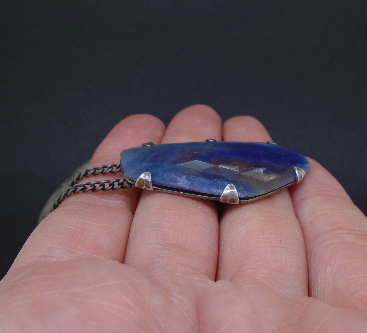 Natural Fancy Sapphire Sterling Silver Pendant