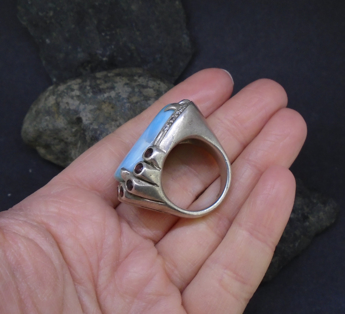 'Siren Song' Larimar Sterling Silver Statement Ring