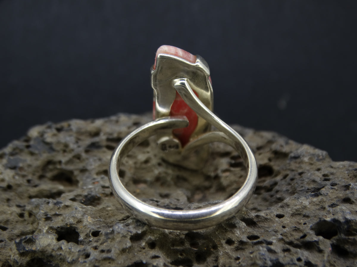 Rhodochrosite Sterling Silver Claw Set Ring