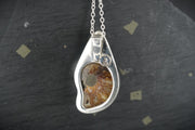 Ammonite & Amethyst Sterling Silver Pendant
