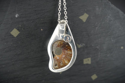 Ammonite & Amethyst Sterling Silver Pendant
