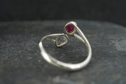 Ruby & Herkimer Diamond Two Stone Sterling Silver Ring