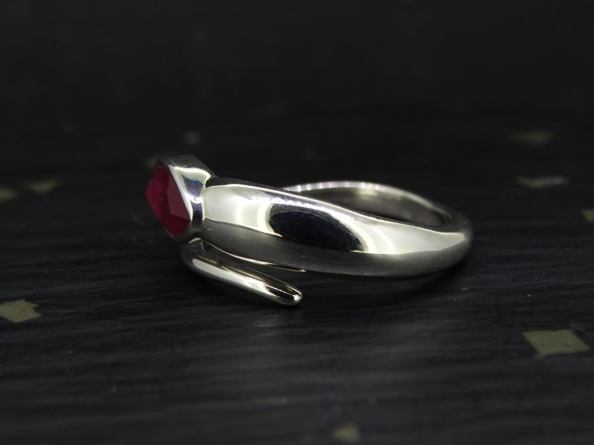 Pink 1.5ct Ruby Sterling Silver Snake Ring