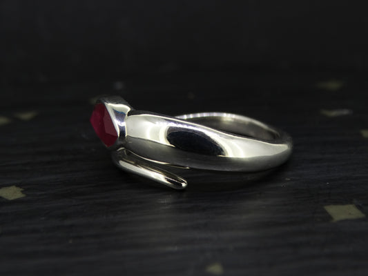 Pink 1.5ct Ruby Sterling Silver Snake Ring