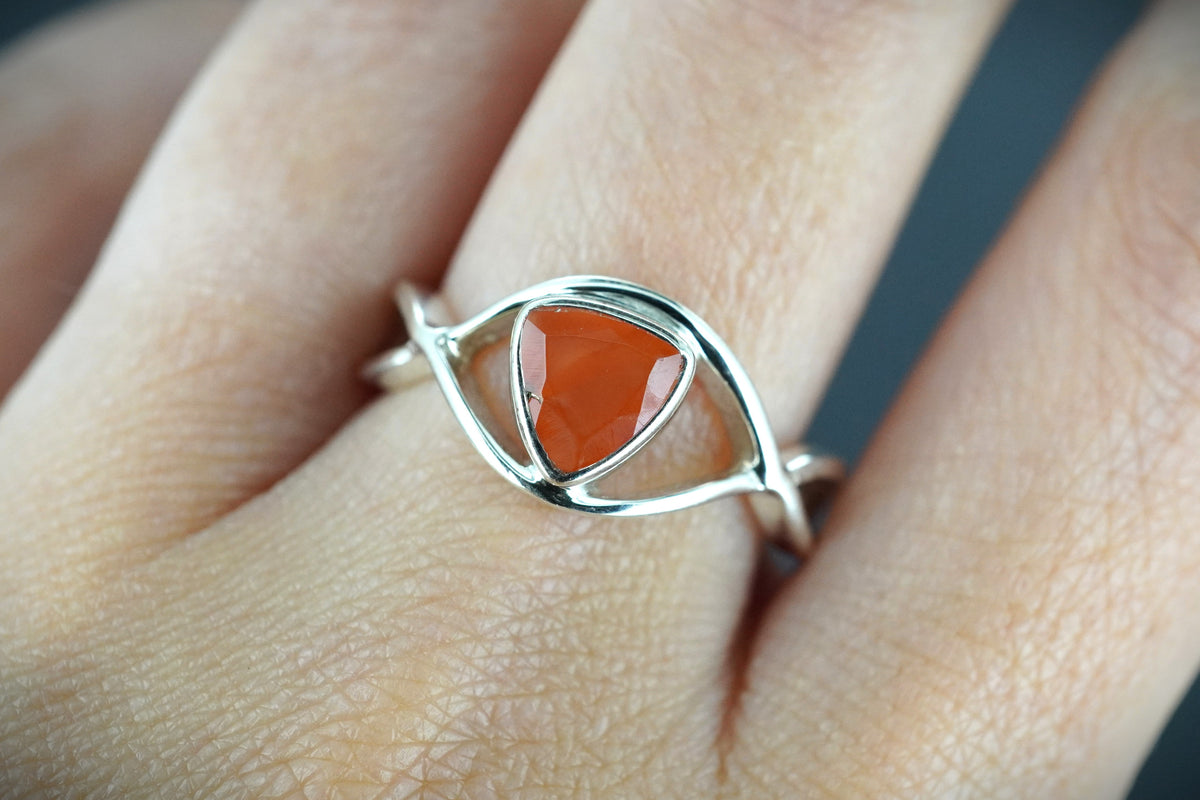 Scottish Carnelian Twisted Design Sterling Silver Ring