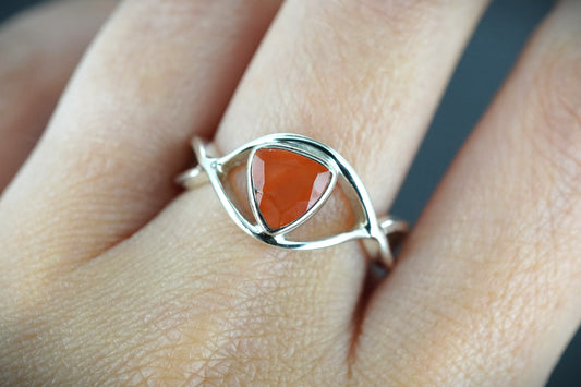 Scottish Carnelian Twisted Design Sterling Silver Ring