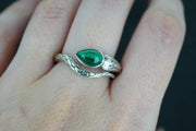 Malachite Sterling Silver Serpent Ring