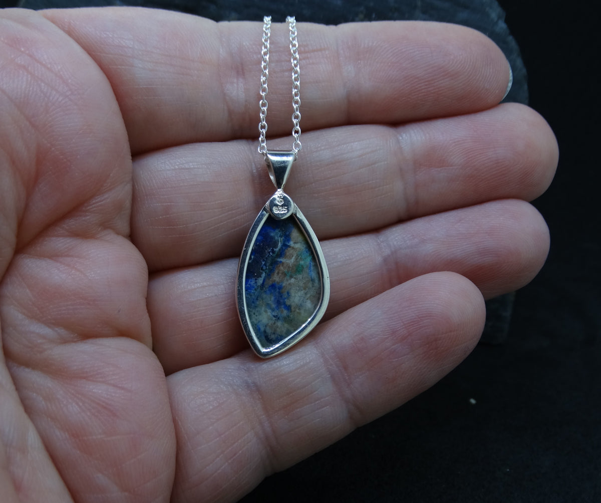 Rare Cornish Azurite Sterling Silver Pendant