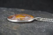 Burn Anne Agate Sterling Silver Oval Celtic Pendant
