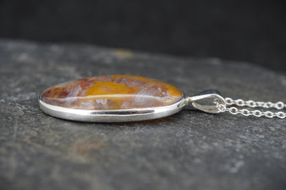 Burn Anne Agate Sterling Silver Oval Celtic Pendant