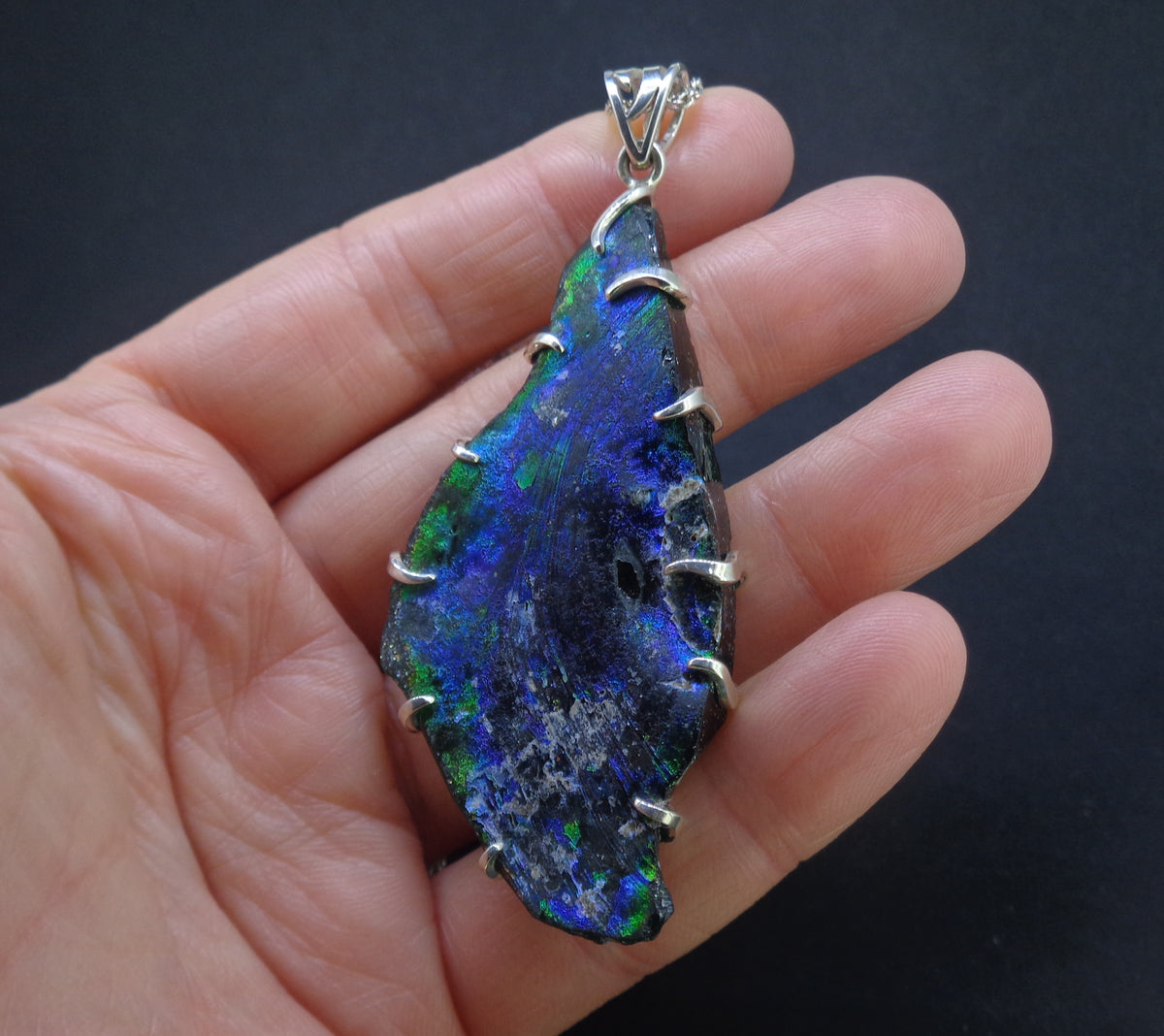 Ancient Roman Glass Sterling Silver Pendant