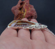 Arizona Fire Agate & Garnet Sterling Silver Celtic Pendant