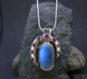 Sri Lankan Moonstone & Rose Sapphire Sterling Silver Pendant